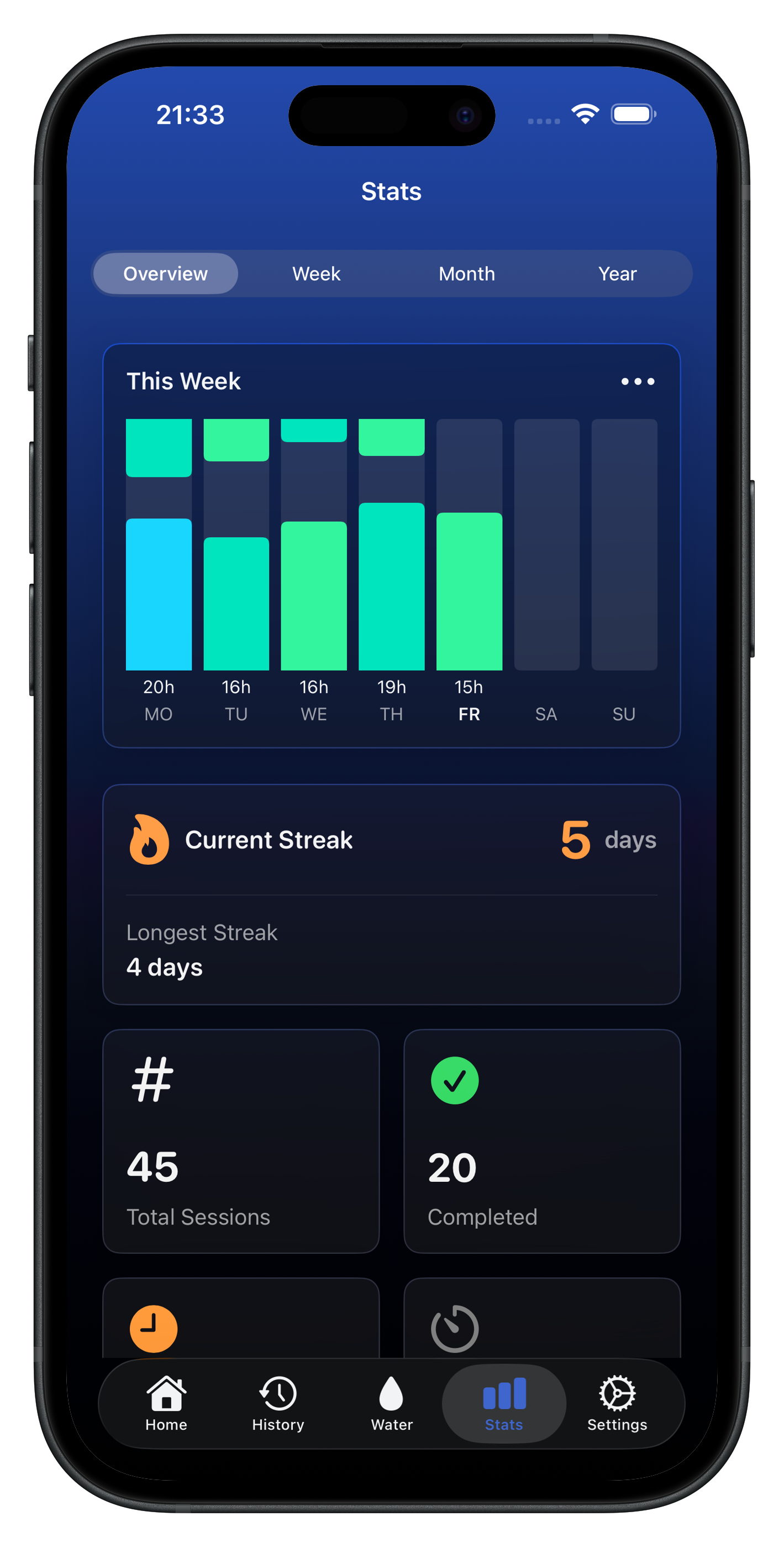 iPhone statistics screen
