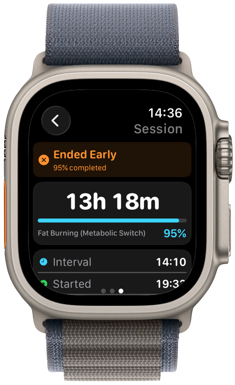 Apple Watch fasting session detail screen